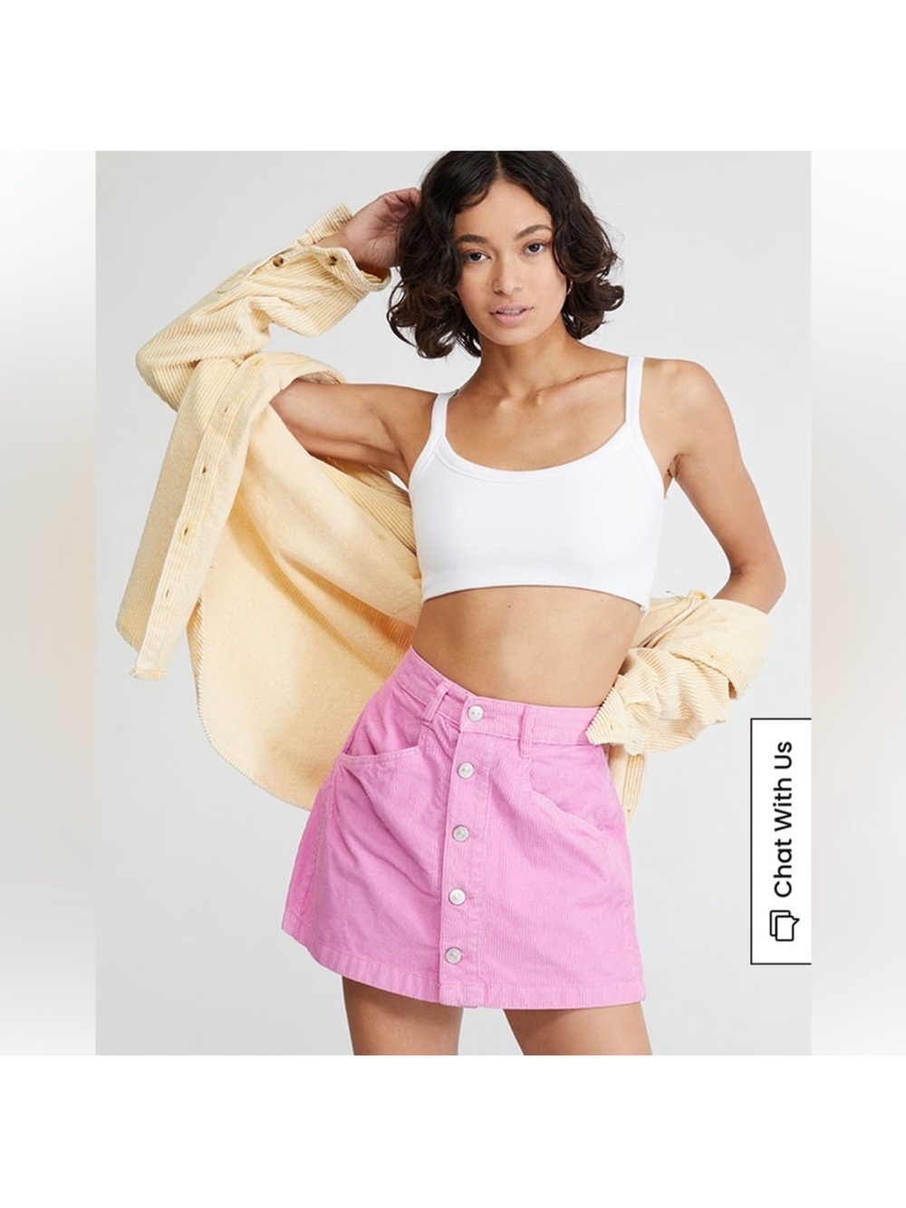 Free People Pink Corduroy Mini Skirt